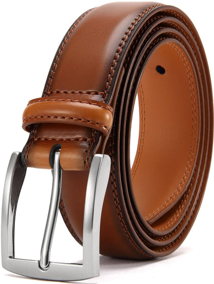 HOTDOOPAI Mens Dress Belt - Genuine Leather Dress Belts For Men,Casual Suit Jeans Belt-Single Prong Buckle black belt