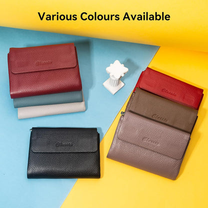 HOTBifold Wallet for Women Genuine Leather, [Large Capacity] [Magnetic Closure] Female Ladies Wallet Card Holder with ID Window, Zipper Coin Pockets (Burgundy)