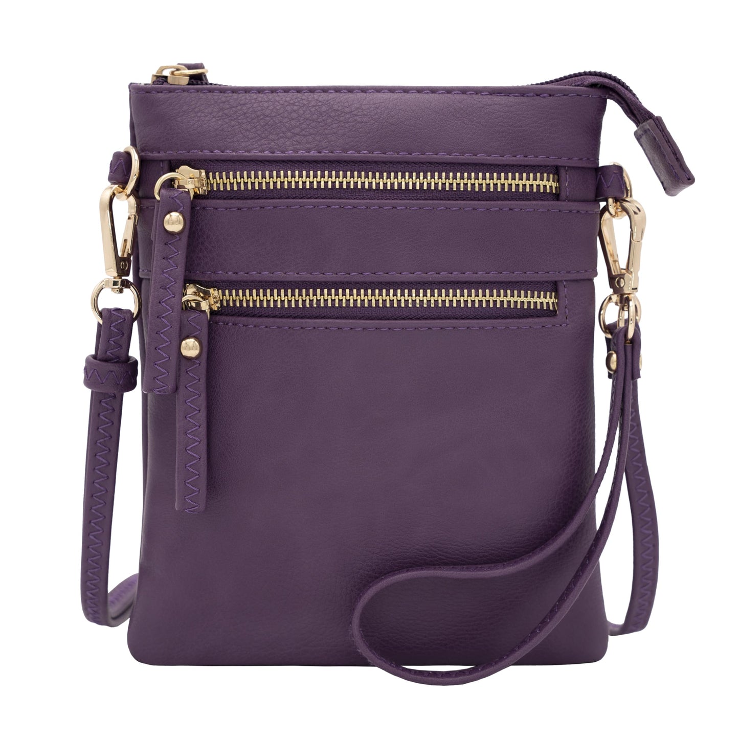 HOTSolene Small Crossbody Bag for Women, Multi Zip Pockets with Detachable Wristlet, Lightweight Travel Purse, Cell Phone Pouch