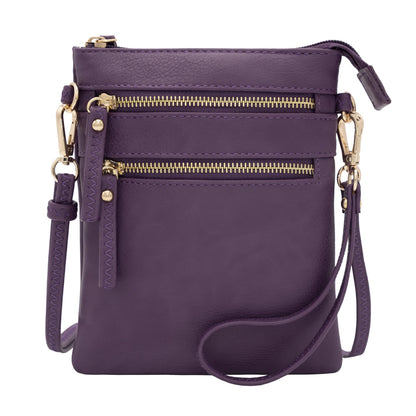 HOTSolene Small Crossbody Bag for Women, Multi Zip Pockets with Detachable Wristlet, Lightweight Travel Purse, Cell Phone Pouch