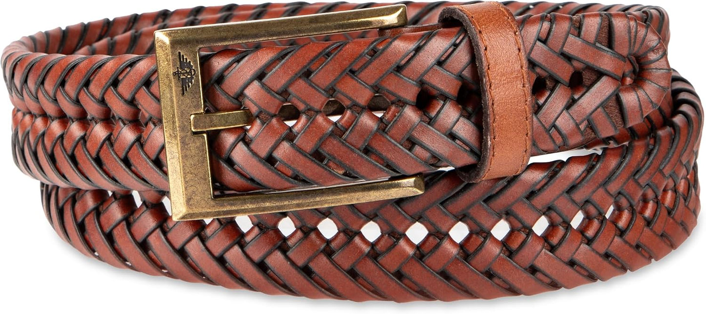 HOTDOCKERS Men's Braided Leather Belt, Fully Adjustable Casual Strap for Everyday Wear