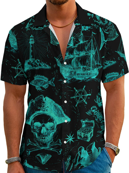 HOTDFZ Funny Hawaiian Shirts for Men Summer Beach Short Sleeve Button Down Shirt Theme Party Shirt