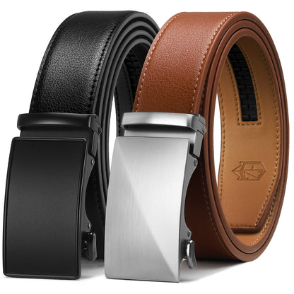HOTZitahli Ratchet Belt for Men - 2 Packs Leather Mens belt For Gift Men Dress and Casual,Trim to Fit