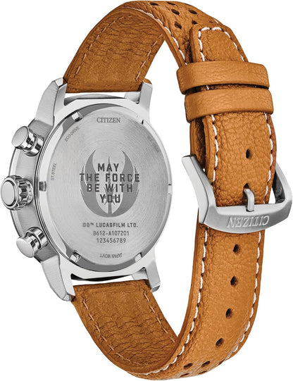 HOTCitizen Eco-Drive Star Wars Men's Watch, Stainless Steel with Orange Leather Strap, Rebel Pilot, Silver-Tone, 44mm (Model: CA4478-56L)