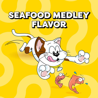 HOTTemptations Classic Crunchy and Soft Cat Treats, Seafood Medley, 30 oz | Under 2 calories per treat, 100% complete & balanced adult cat nutrition, resealable tub, use as snack, meal, or food topper