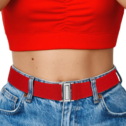 HOTNo Show Elastic Belts for Women with Invisible Flat Buckle Stretch Web Strap Belt for Jeans Pants Dresses