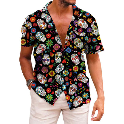 HOTKYKU Funky Hawaiian Shirt for Men Palm Beach Shirts Tropical Vacation Clothes