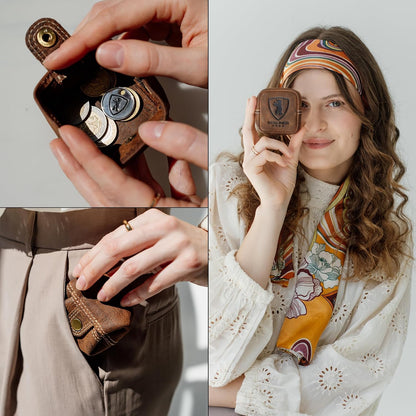 HOTBerliner Bags Vintage Genuine Leather Coin Pouch Lena, Change Purse for Women and Men, Coin Purse With Snap - Brown