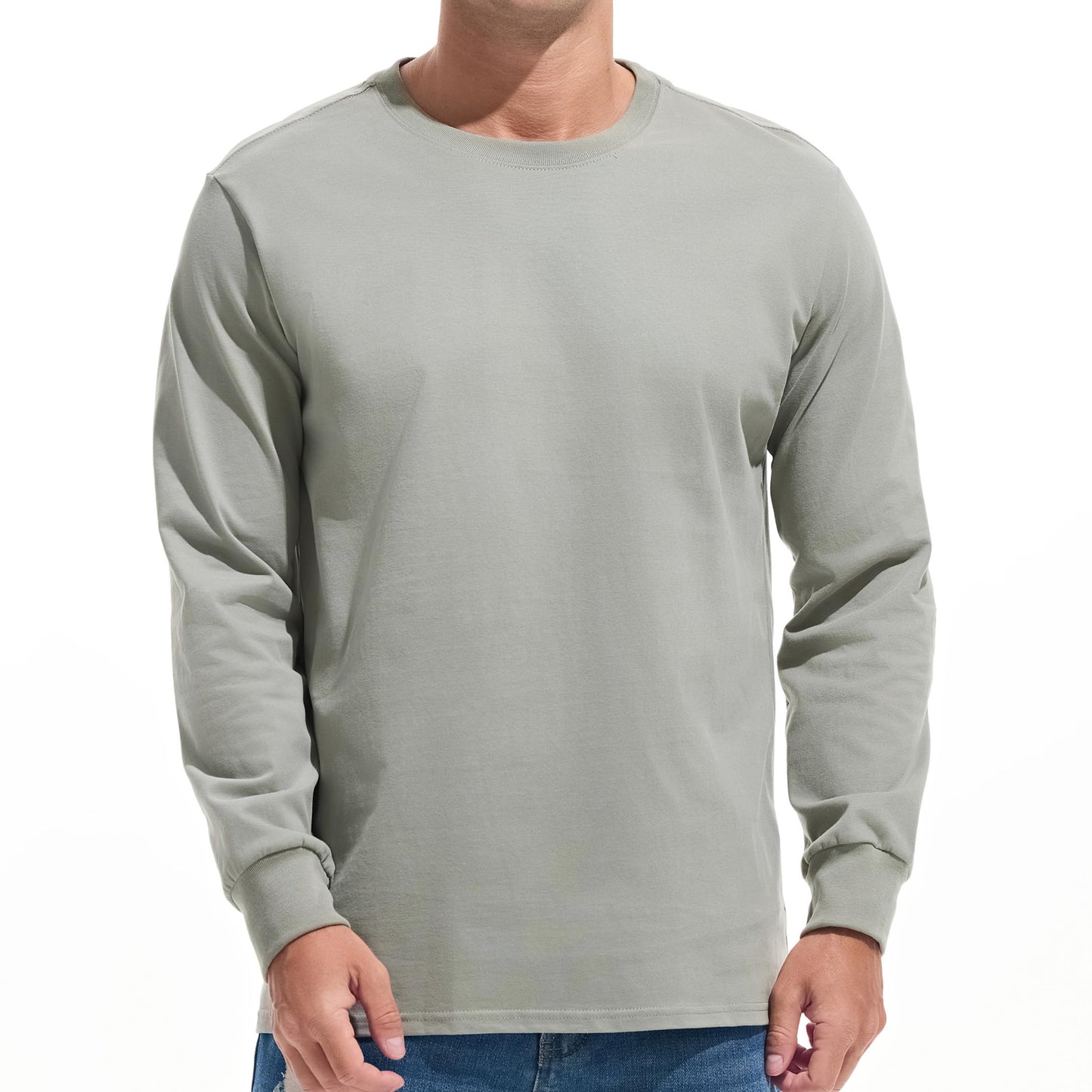 HOTVEIISAR Men's Heavy Weight Crew Neck T-Shirt Mens Premium Cotton Tee - Pre Shrunk S-3XL