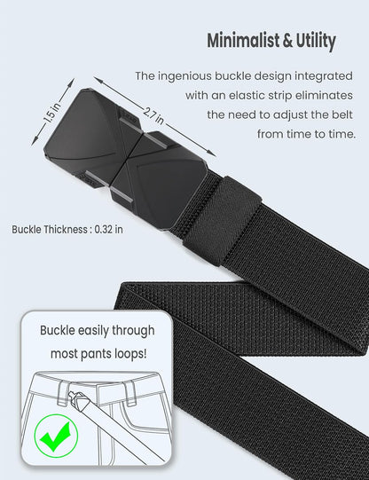 HOTGEIT Stretch Nylon Belt,1 3/8" Elastic Belt with Quick Release Buckle | Invisible Web Belt for Hiking Casual Tactical