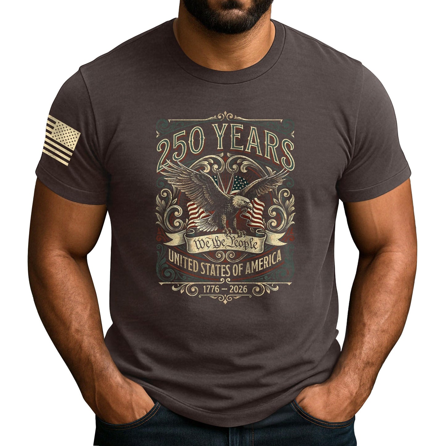 HOTPatriotic Shirts for Men, USA Eagle Graphic Shirts for Men | Mark 250 years of American spirit with these unique commemorative tees, designed for bold style and lasting comfort