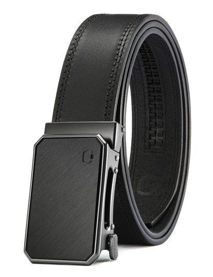 HOTCHAOREN Ratchet Belt Men - 35mm Mens Belt Leather for Casual Jeans - Versatile Fit, Customizable Style