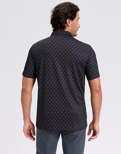HOTObla Mens Golf Polo Shirts Short Sleeve Dry Fit Performance Moisture Wicking Casual Print Collared Golf Shirts for Men