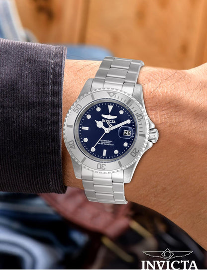 HOTInvicta 40mm Men's Pro Diver Blue Dial Silver Tone Stainless Steel Watch 34023