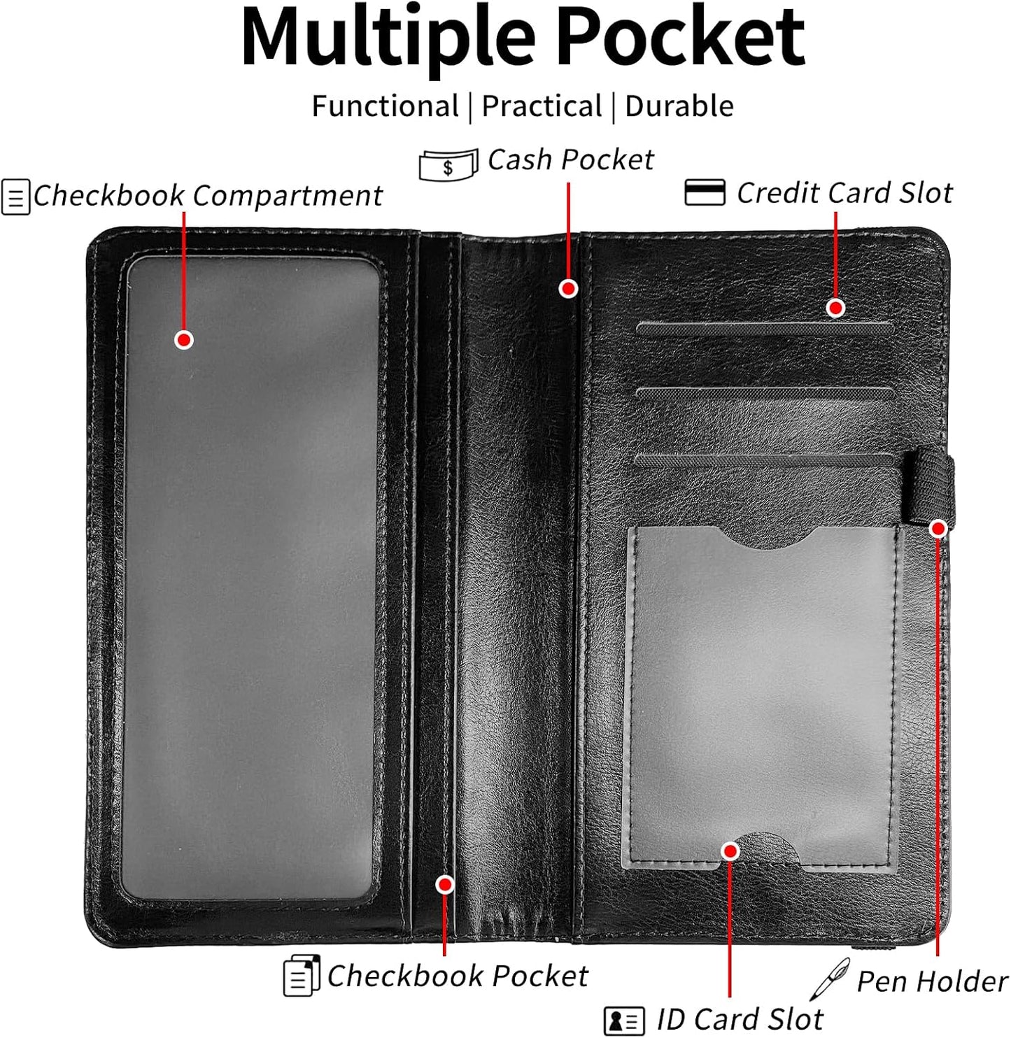 HOTLeather Checkbook Covers for Personal Checkbook Check book Holder Cover Wallets for Women Men,RFID-Blocking Slim Checkbook Cover for Duplicate Checks with Elastic Strap,Colorful Turtle