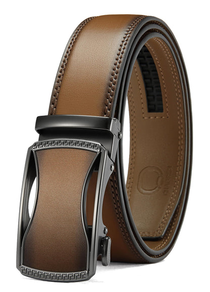 HOTCHAOREN Mens Belt Leather Ratchet Belt - Customizable Fit, Effortless Style (35mm)