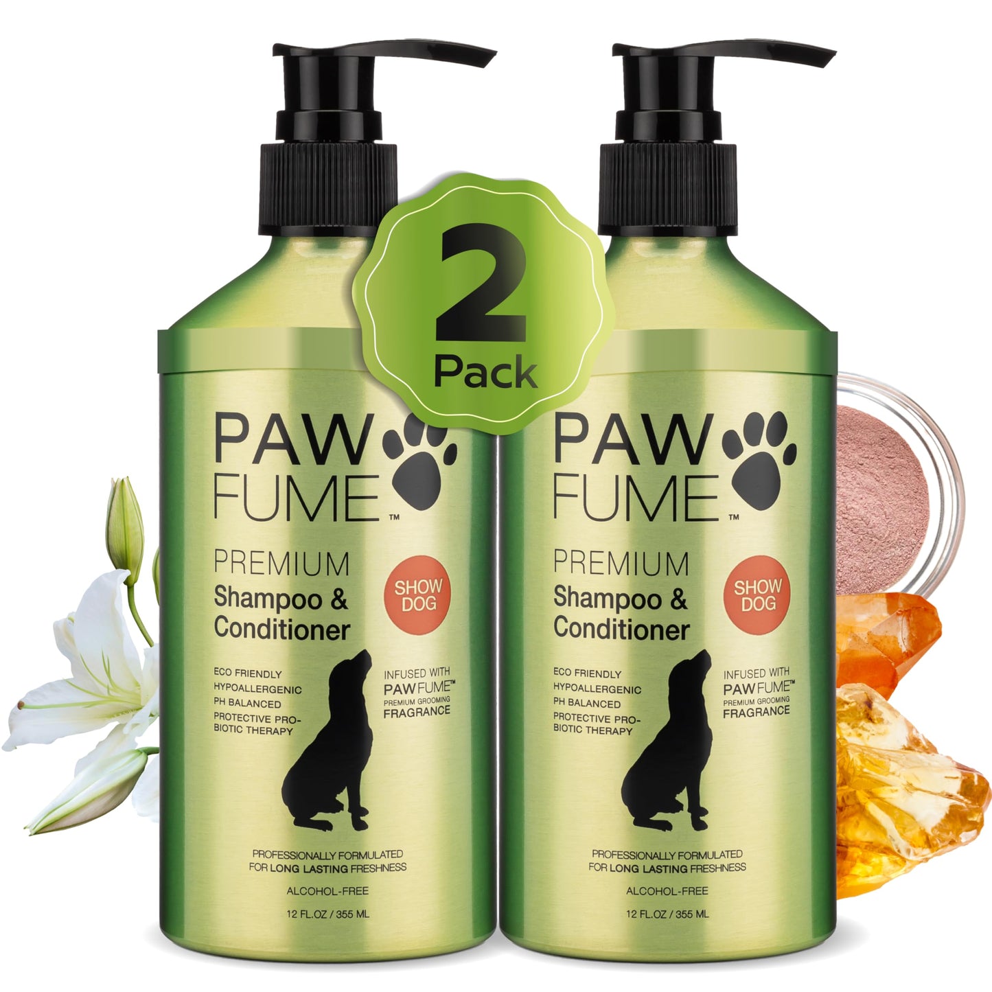 HOTPAWFUME Deshedding Dog Shampoo and Conditioner, Show Dog, 1-Pack – Nourish & Detangle for Silky Soft Coat – Probiotic, Deep-Cleaning, pH-Balanced Formula – Salon-Quality Shampoo for Dogs