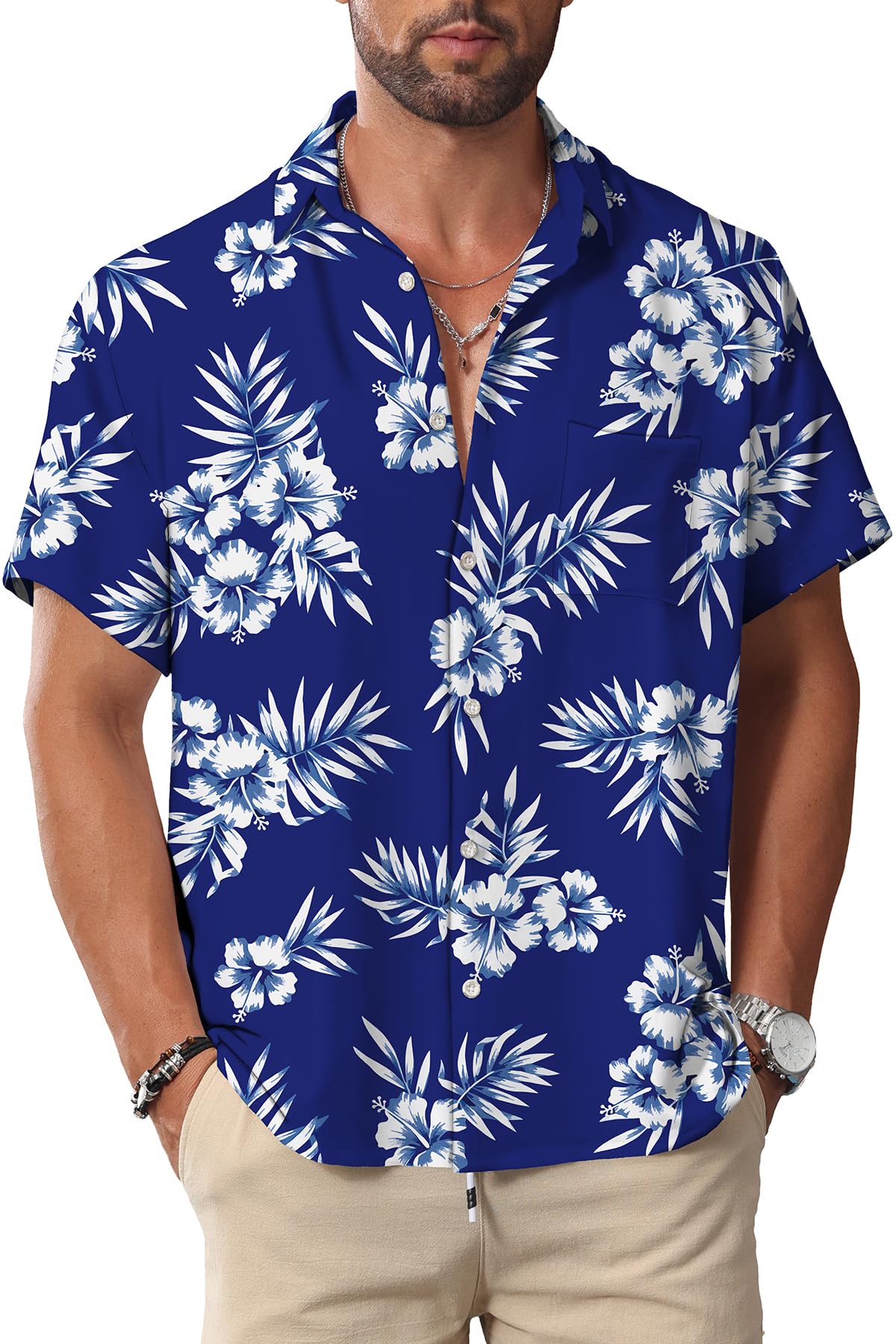 HOTKYKU Hawaiian Shirt for Men: Beach Vacation Summer Short Sleeve Button Down Mens Shirts Casual Stylish
