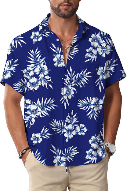 HOTKYKU Hawaiian Shirt for Men: Beach Vacation Summer Short Sleeve Button Down Mens Shirts Casual Stylish