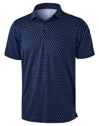 HOTObla Mens Golf Polo Shirts Short Sleeve Dry Fit Performance Moisture Wicking Casual Print Collared Golf Shirts for Men
