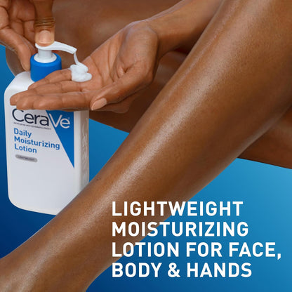 HOTCeraVe Daily Moisturizing Lotion for Dry Skin, Body Lotion & Face Moisturizer with Hyaluronic Acid and Ceramides, Daily Moisturizer, Fragrance Free, Oil-Free, 12 Ounce