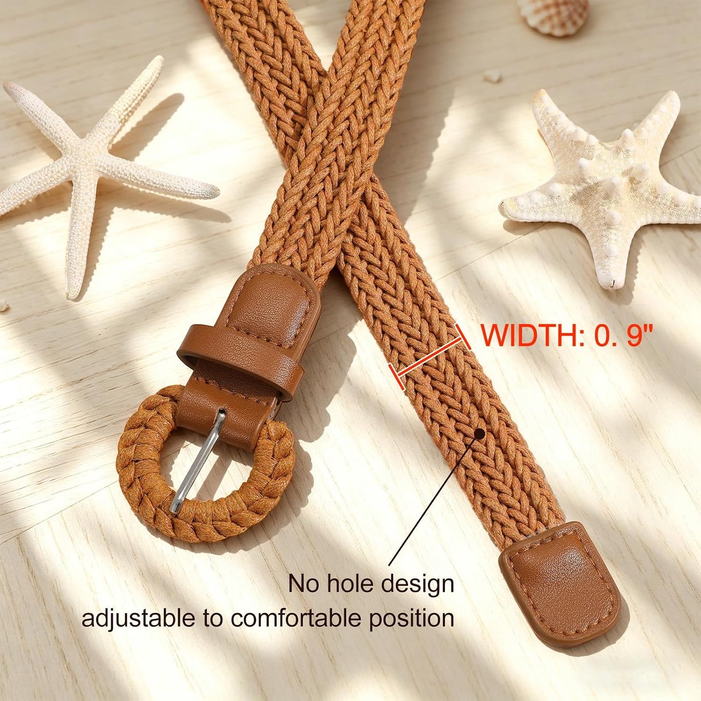 HOTVONMELLI Braided Woven Belt for Women, Rattan Thin Belt Fashion Waist Belts for Summer Dress Jeans