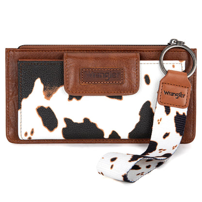 HOTMontana West X Wrangler Brown Wristlet Wallet Minimalist Clutch Womens Wallet Rfid Card Cases & Money Organizers with Coin Purse and Smooth Zipper