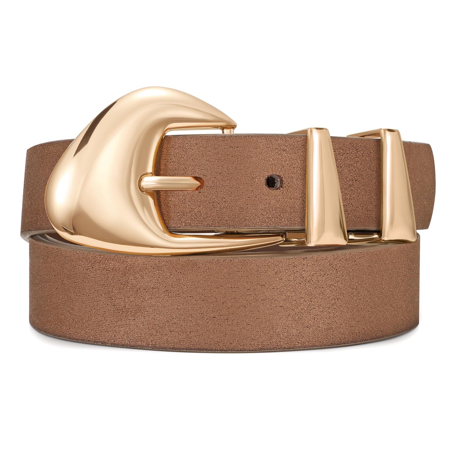 HOTXZQTIVE Women's Leather Belts for Jeans Dress Pants Black Brown Belts for Women Ladies Waist Belts with Gold Buckle