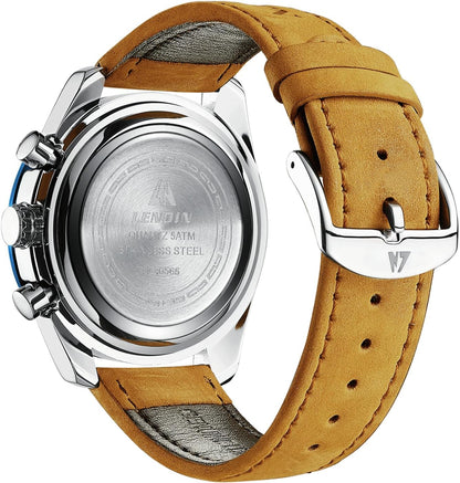 HOTLN LENQIN Mens Watches Leather Watch Analog Quartz Watch for Men Luminous Luxury Fashion Business Casual 30M Waterproof Men's Wrist Watches with Date