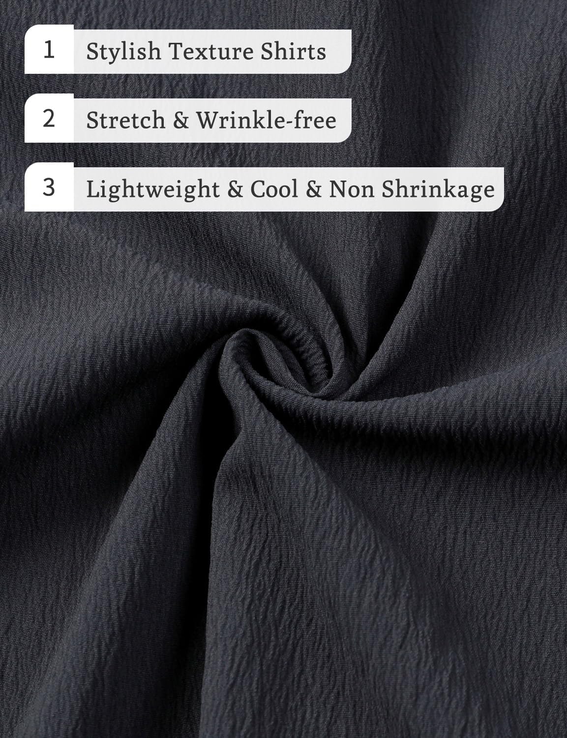 HOTJEMITOP Mens Stretch Wrinkle Free Texture Shirts | Lightweight, Summer, Beach, Stylish, Button Down, Short Sleeve, Casual, Vacation
