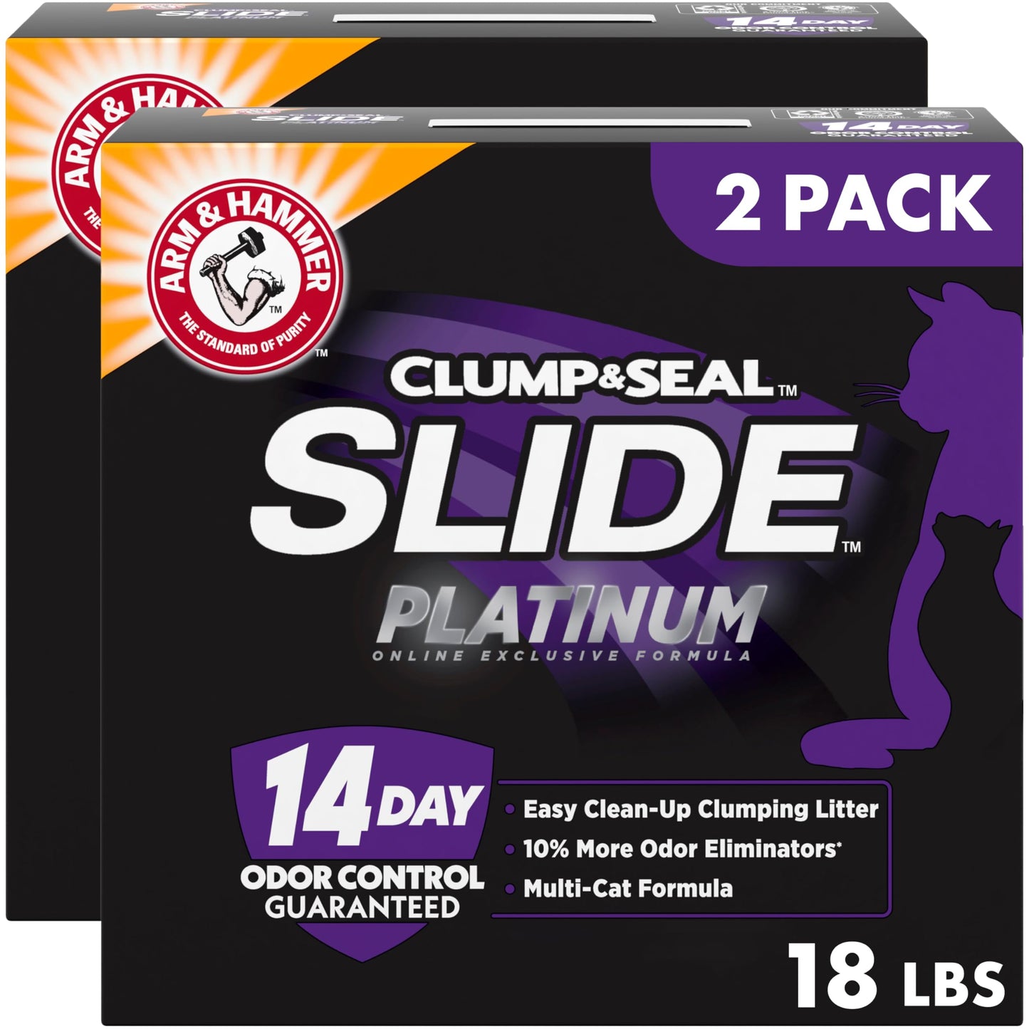 HOTARM & HAMMER Slide Platinum Easy Clean-Up Clumping Cat Litter, 18 lbs | 24/7 Odor Control, Triple-Action Freshness, Non-Stick, Easy Clean Up, Low Tracking, Multi-Cat Formula, Scented