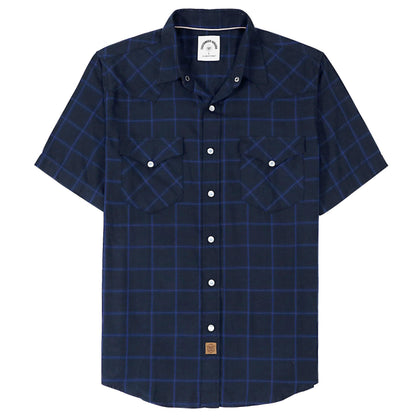 HOTDubinik® Viscose Made from Bamboo Mens Short Sleeve Shirts Plaid Shirt Western Cowboy Pearl Snap Casual Plaid Shirts for Men