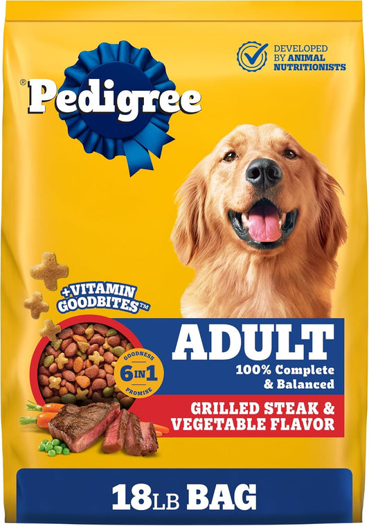 HOTPedigree Complete Nutrition Dry Dog Food, Steak & Vegetable, 18 lb