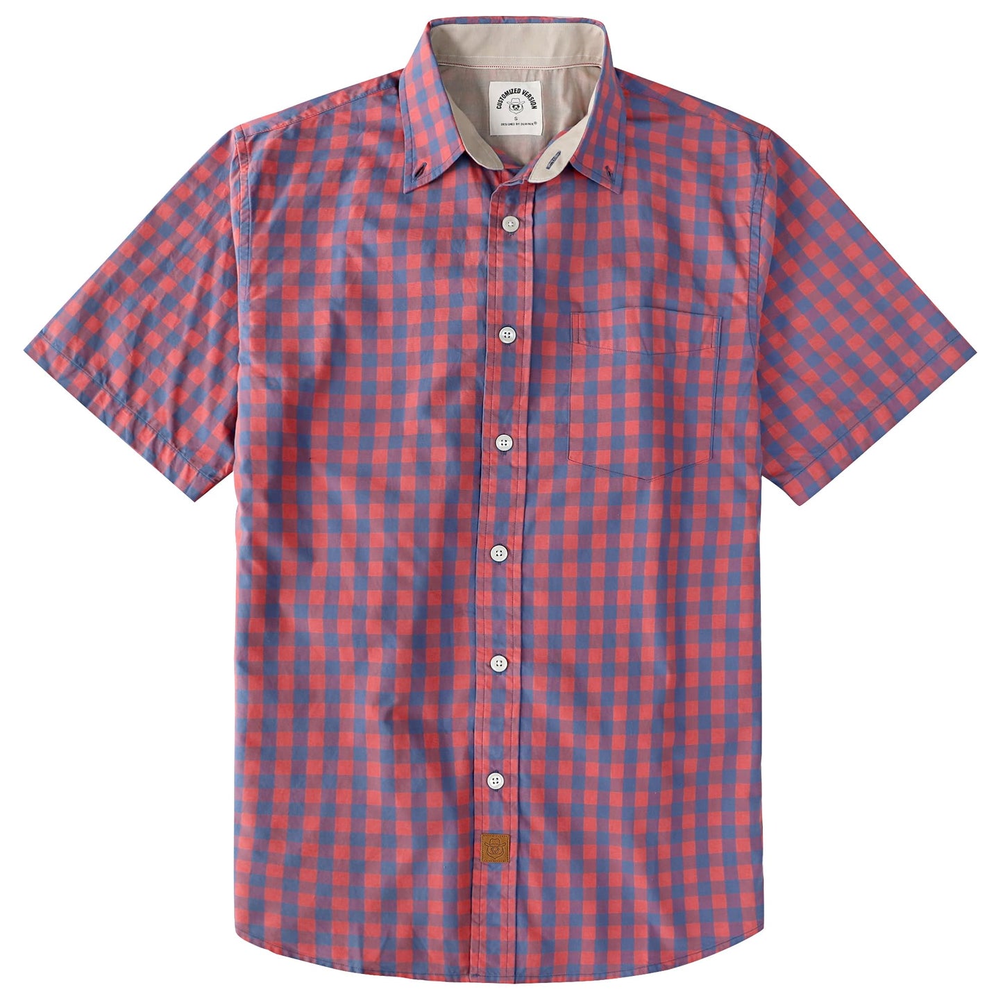 HOTDubinik® Mens Short Sleeve Button Down Shirts 100% Cotton Plaid Men's Casual Button-Down Shirts with Pocket