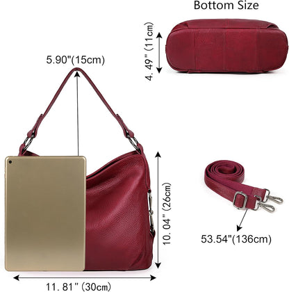 HOTYALUXE Bundle Women's Real Leather Handbags Purses and RFID Protected Card Wallets Red 1