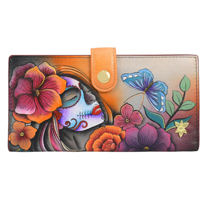 HOTAnuschka Women’s Original Genuine Leather Hand-Painted Two-Fold Organiser Wallet - Canyon Birds