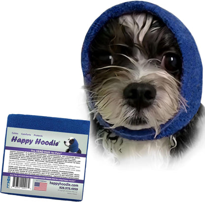 HOTHappy Hoodie The Original Dog & Cat Calming Band - American Brand - Anxiety Relief/Noise Protection - Grooming - Thunder - Fireworks (Black) - Since 2008, Large (Pack of 2)