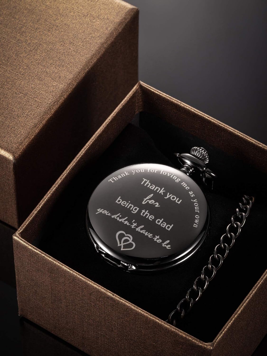 HOTTatuo Dad Presents Pocket Watch for Father in Law, Stepdad Thank You for Loving Me as Your Own Quartz Pocket Watch for Father