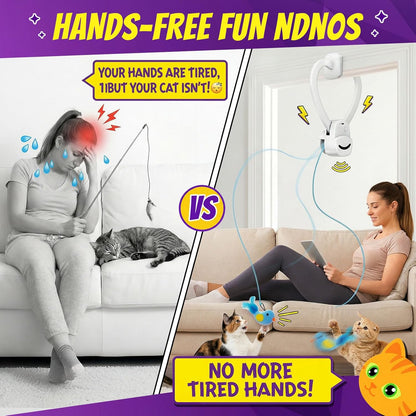 HOTInteractive Cat Toys for Indoor Cats: Automatic Flying Bird Feather Wand Chase Exercise Enrichment Stimulation, USB Rechargeable Durable Safe Hanging Toy for Bored Kittens Adult Multi Cat Households