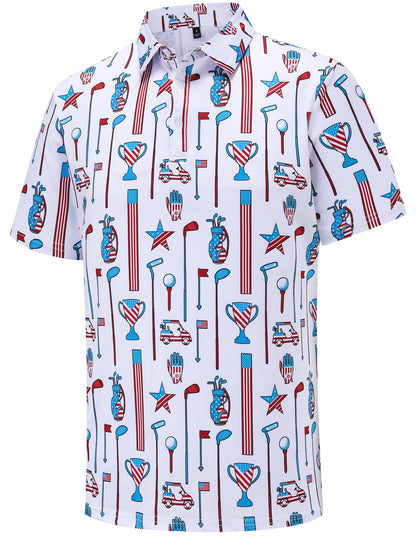 HOTMens Golf Polo Shirts Short Sleeve Moisture Wicking Dry Fit Performance Casual Funny Golf Polo Shirts for Men