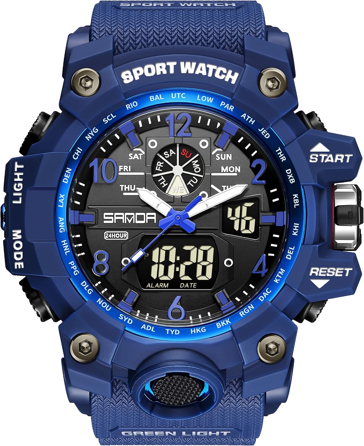 HOTKXAITO Men's Watches Sports Outdoor Waterproof Military Wrist Watch Date Multi Function Tactics LED Alarm Stopwatch