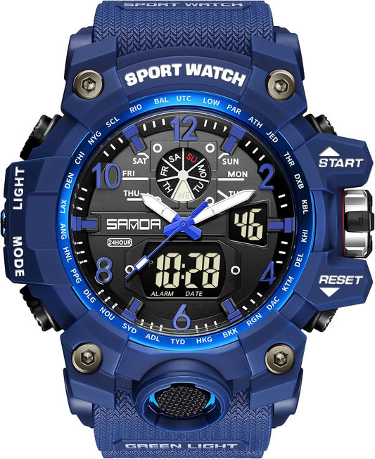 HOTKXAITO Men's Watches Sports Outdoor Waterproof Military Wrist Watch Date Multi Function Tactics LED Alarm Stopwatch