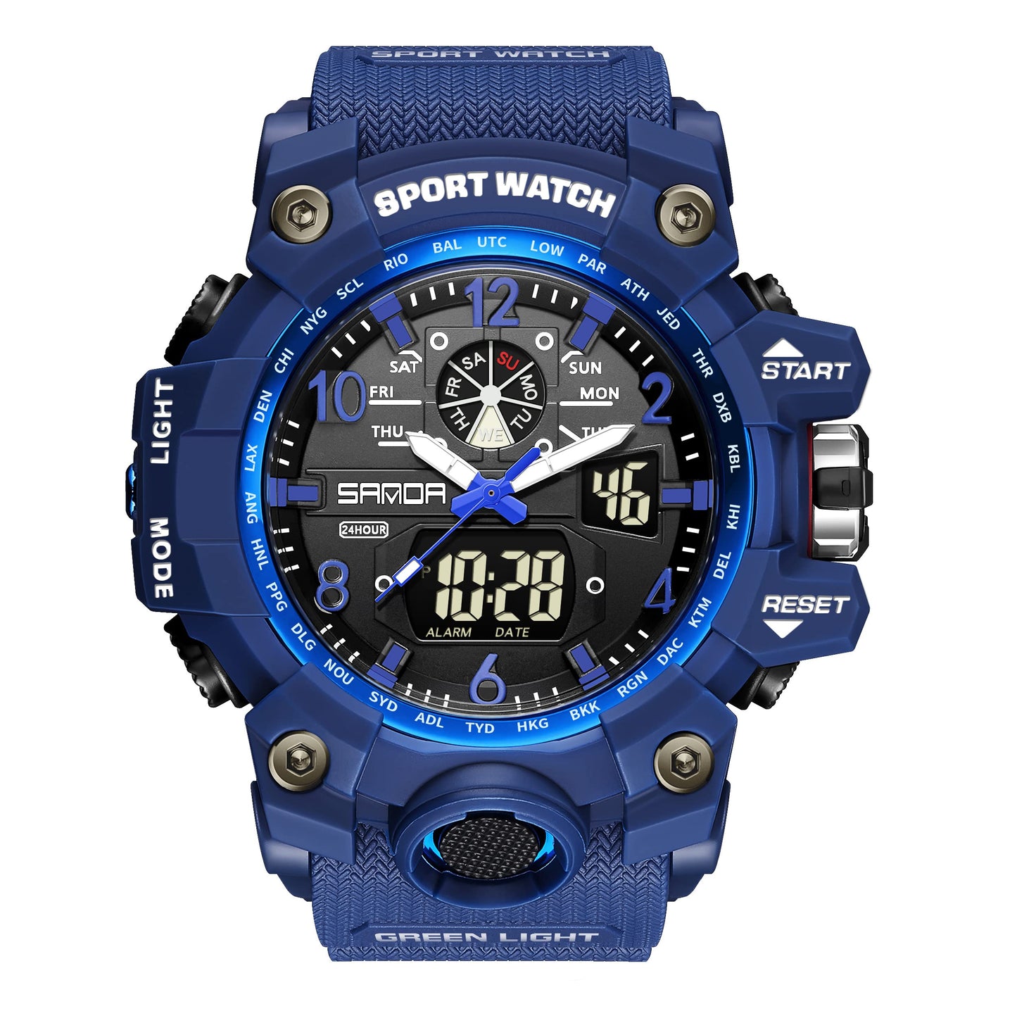 HOTKXAITO Men's Watches Sports Outdoor Waterproof Military Wrist Watch Date Multi Function Tactics LED Alarm Stopwatch