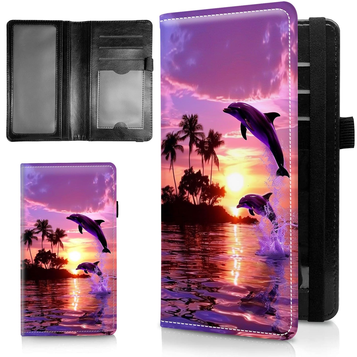 HOTLeather Checkbook Covers for Personal Checkbook Check book Holder Cover Wallets for Women Men,RFID-Blocking Slim Checkbook Cover for Duplicate Checks with Elastic Strap,Colorful Turtle