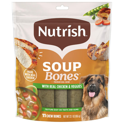 HOTNutrish Soup Bones Chicken Dog Chews, 23.1 oz. Bag, 11 Treats (Rachael Ray)