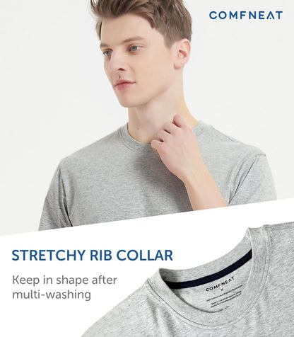 HOTComfneat Men's 3-Pack Lightweight T-Shirts Cotton Crew Neck Regular Fit Solid Tee