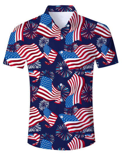HOTFanient Mens Hawaiian Shirt Summer 3D Print Casual Short Sleeve Button Down Graphic Aloha Dress Shirts
