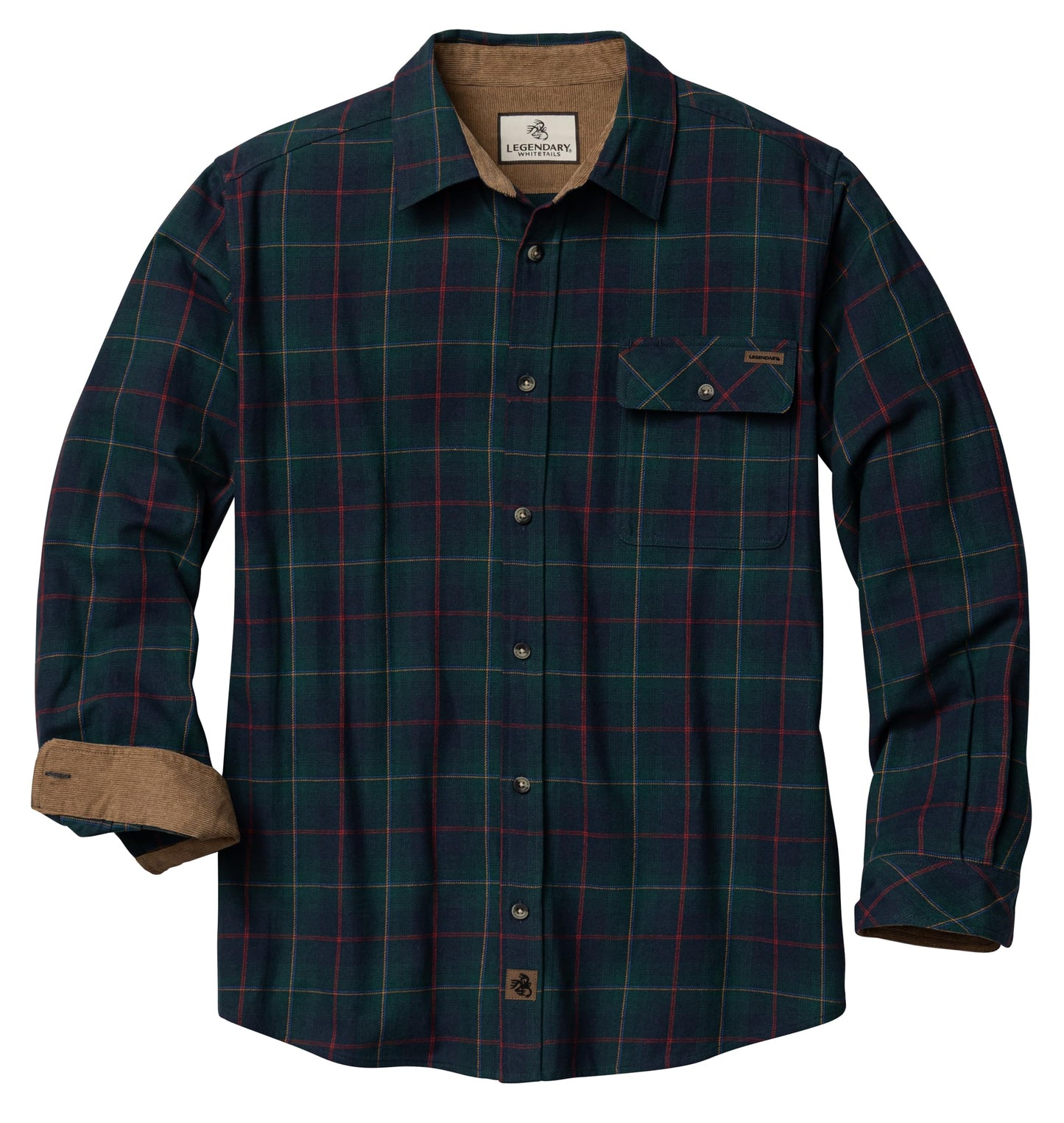 HOTLegendary Whitetails Mens Long Sleeve Button Down 100% Cotton Flannel Shirt