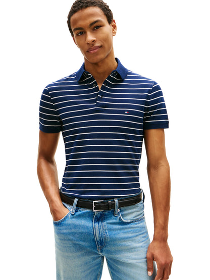 HOTTommy Hilfiger Men's Short Sleeve Polo Shirts in Slim Fit with Stretch and Organic Pique Cotton