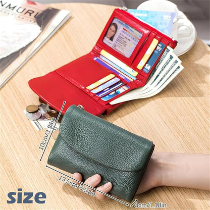 HOTUnisex Pebble Leather Wallet, Multicolor Genuine Leather Short Wallets for Women & Men, Small Full Grain Coin Purse with Credit Card Holder for Coins and Cards (#12)